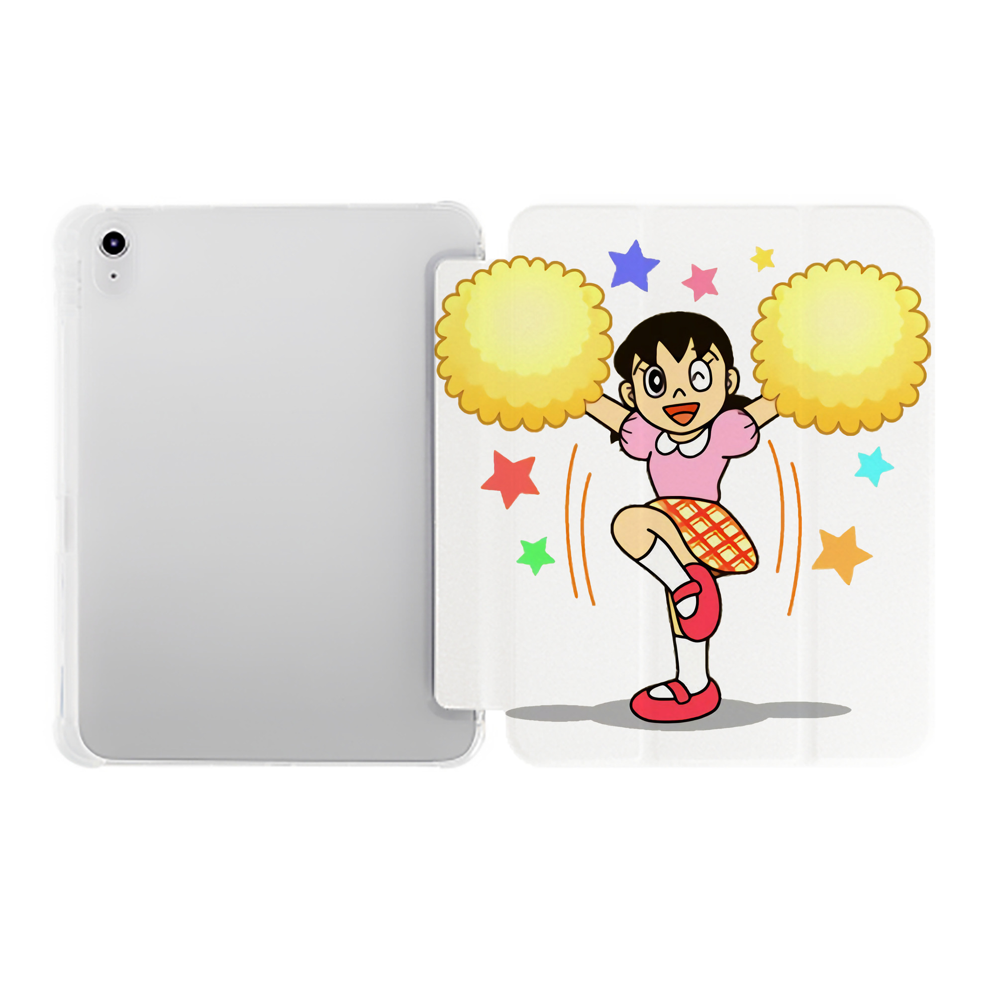 （画像用） ドラえもん みなもと しずか Doraemon Shizuka Minamoto IPad ケース ペン収納付き 三つ折りスタンド PUレザー×シリコン 対応機種9.5/10.5/10.9インチ